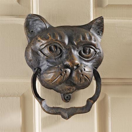 DESIGN TOSCANO Black Cat Authentic Foundry Iron Door Knocker QH10572